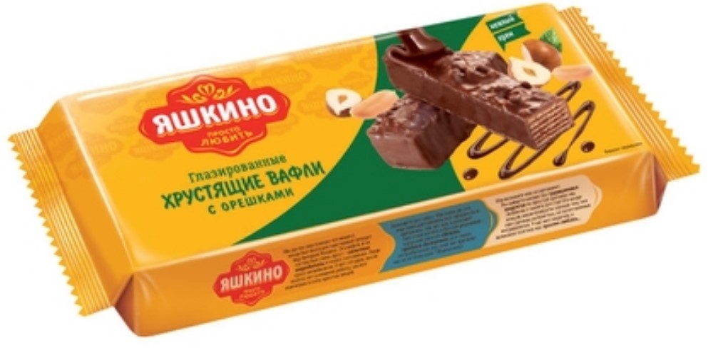 Вафли Яшкино в ореховой глазури 200г
