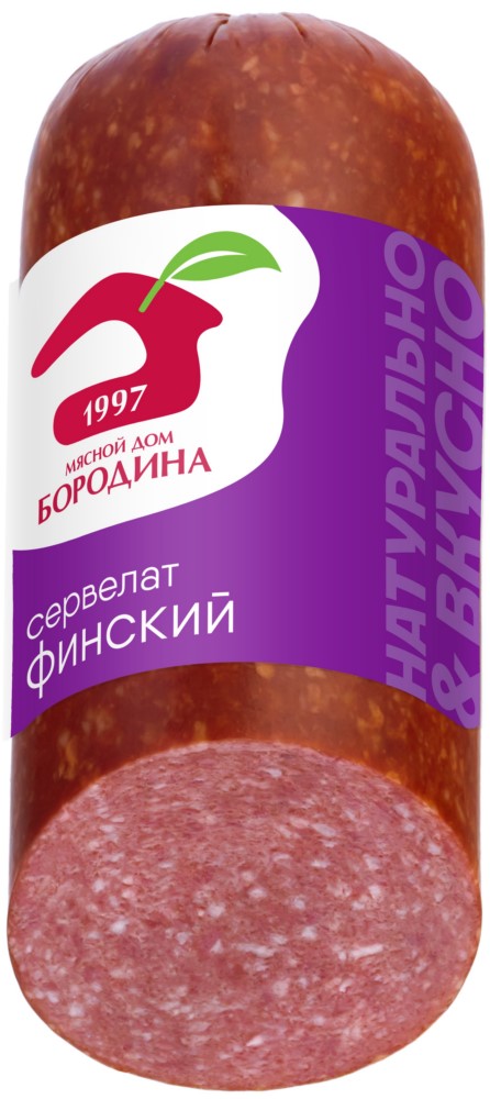 Колбаса  Мясной дом БОРОДИНА Сервелат Финский варено-копченый в вакуумной упаковке 320г
