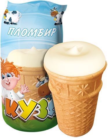 Мороженое вафельный стаканчик пломбир ванильный Кузя 70г