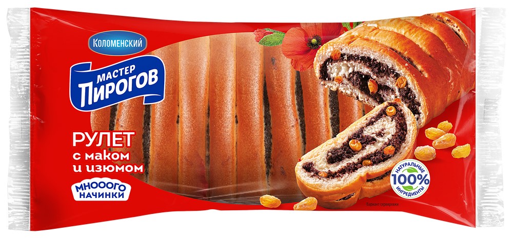 Рулет Коломенское с маком и изюмом Мастер Пирогов 250г