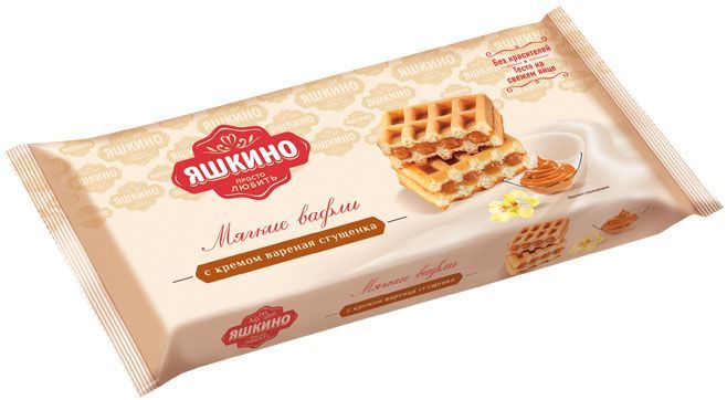 Мягкие вафли с вареной сгущенкой Яшкино 120г