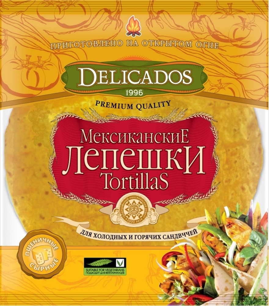 Лепешки Delicados мексиканские сырные 6шт/уп 400г