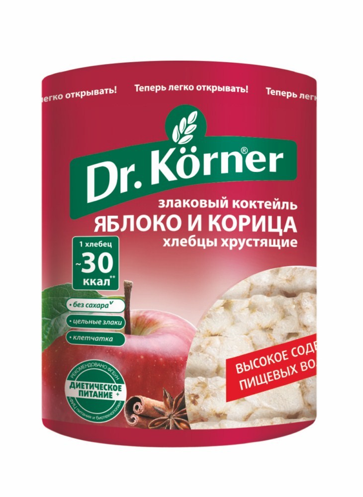 Хлебцы Доктор Корнер Злаковый коктейль яблочный с корицей 90г