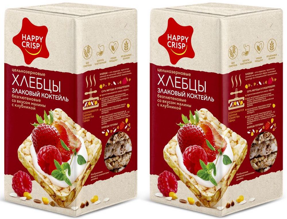 Хлебцы Злаковый Коктейль без глютена со вкусом Малина/Клубника Хэппи Крисп 60г