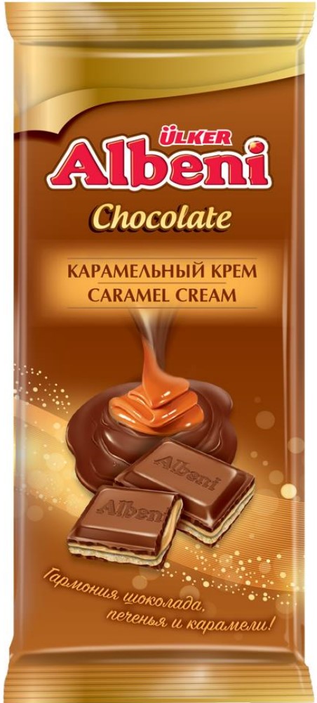Шоколад Улькер молочный с печеньем и карамелью 85г