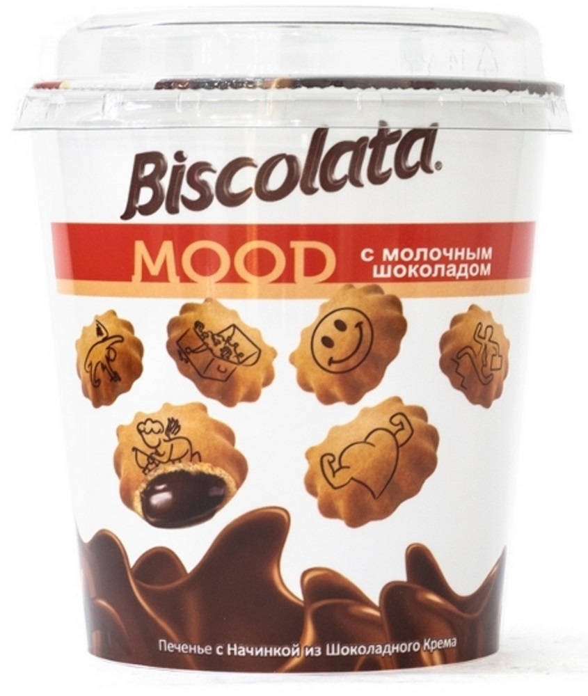 Печенье Biscolata Mood с начинкой из шоколадного крема 115г