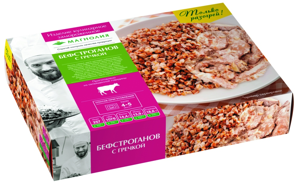 Бефстроганов с гречкой замороженный Магнолия 200г