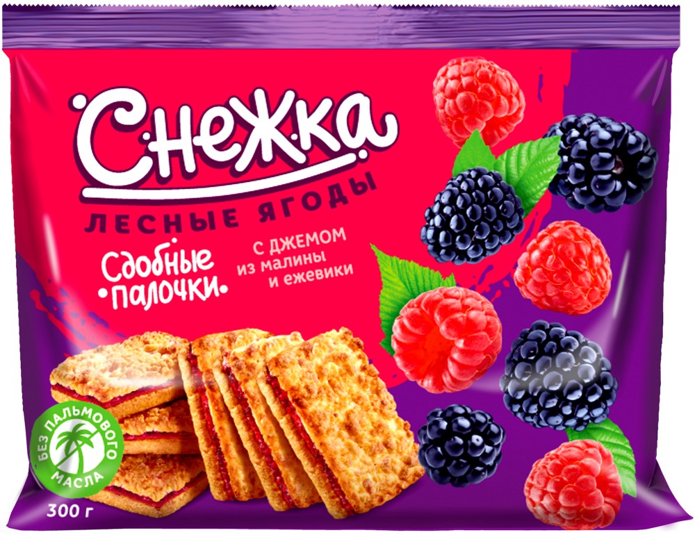 Снежка сдобные палочки лесные ягоды с джемом из малины и ежевики 300г