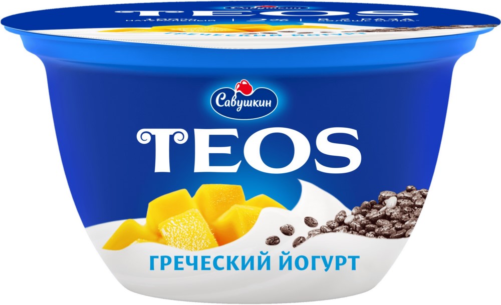 Йогурт Савушкин ТЕОС манго/чиа 2% 140г