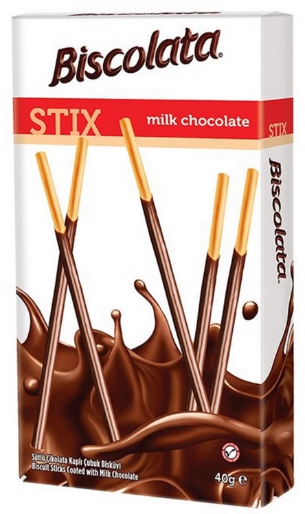 Палочки бисквит "Biscolata" покрытые молочным шоколадом 40г