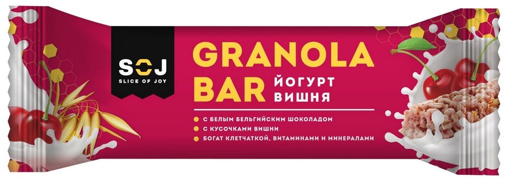 Батончик Гранола Бар Содж со вкусом йогурта и вишни в белом шоколаде 40г