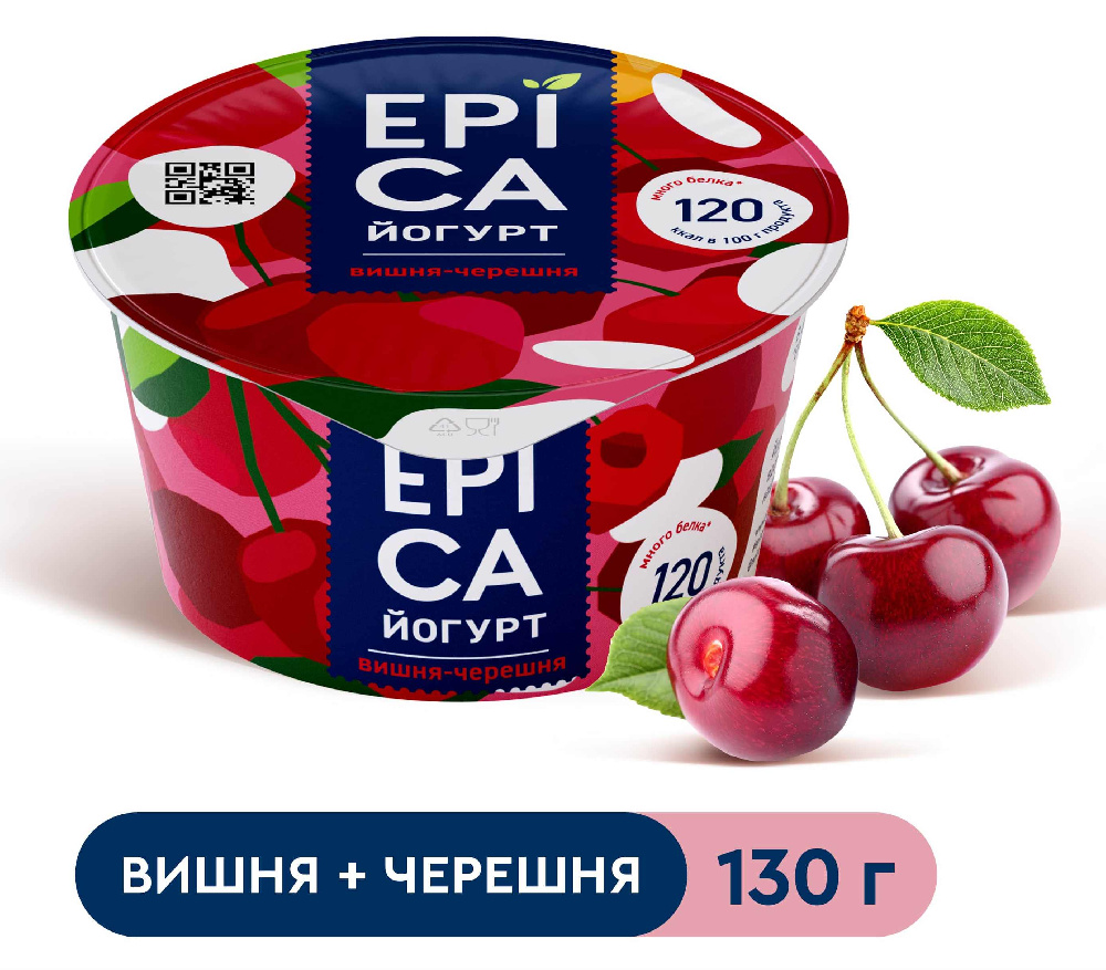 Йогурт Эпика вишня/черешня 4,8% 130г