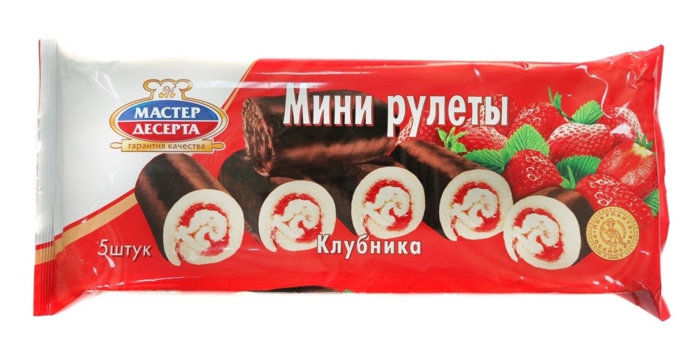 Рулеты-мини Мастер Десерта клубника в шоколаде 175г