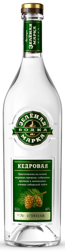 Водка Зеленая Марка Кедровая 40% 0,5л