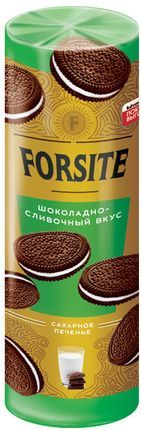 Печенье сахарное сэндвич с шоколадно сливочным вкусом Форсите 220г