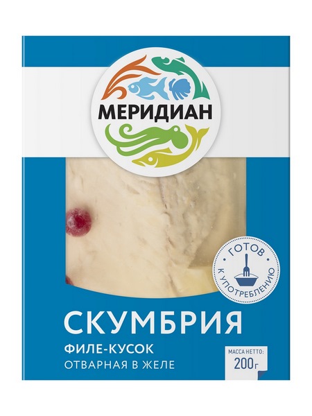 СКУМБРИЯ ОТВАРНАЯ В ЖЕЛЕ 200г