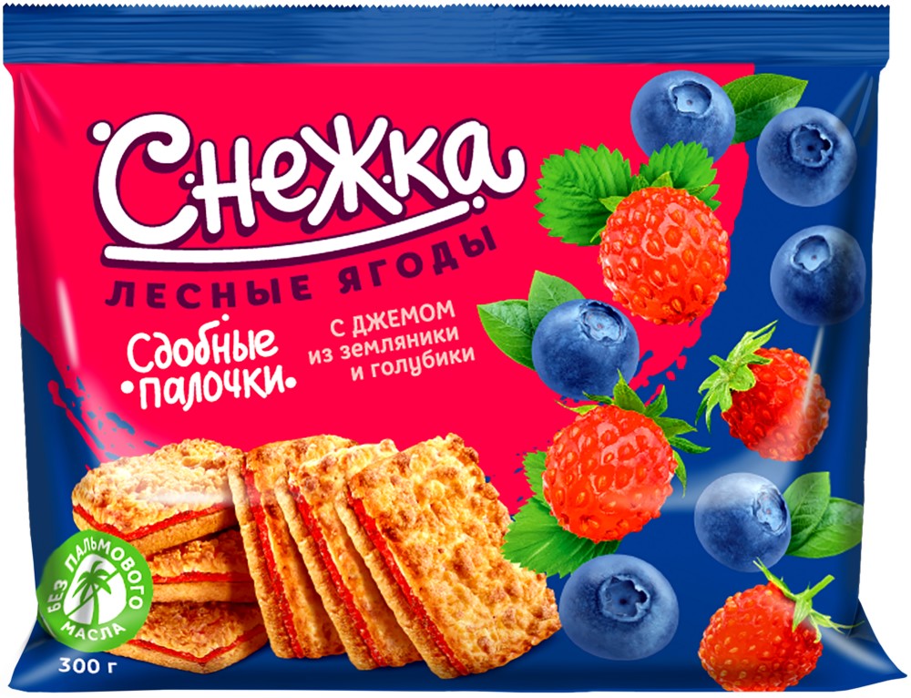 Снежка сдобные палочки лесные ягоды с джемом из земляники и голубики 300г