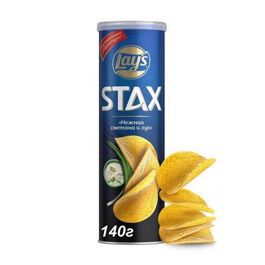 Картофельные чипсы Lay's Stax Сметана и лук 140г