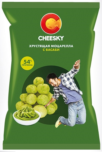 Сыр хрустящая моцарелла "Чизки" со вкусом васаби 20 г.