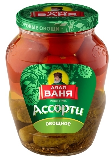 Ассорти овощное Дядя Ваня огурцы/томаты черри 680г
