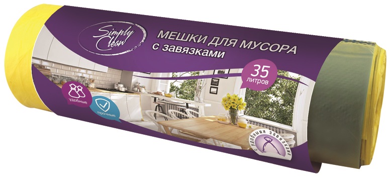 Мешки для мусора Симпл Клин 35л с завязками 20шт