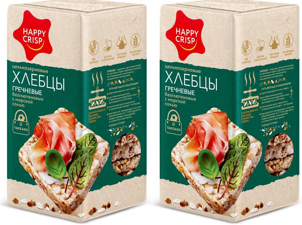 Хлебцы Гречневые безглютеновые с морской солью Хэппи Крисп 60г