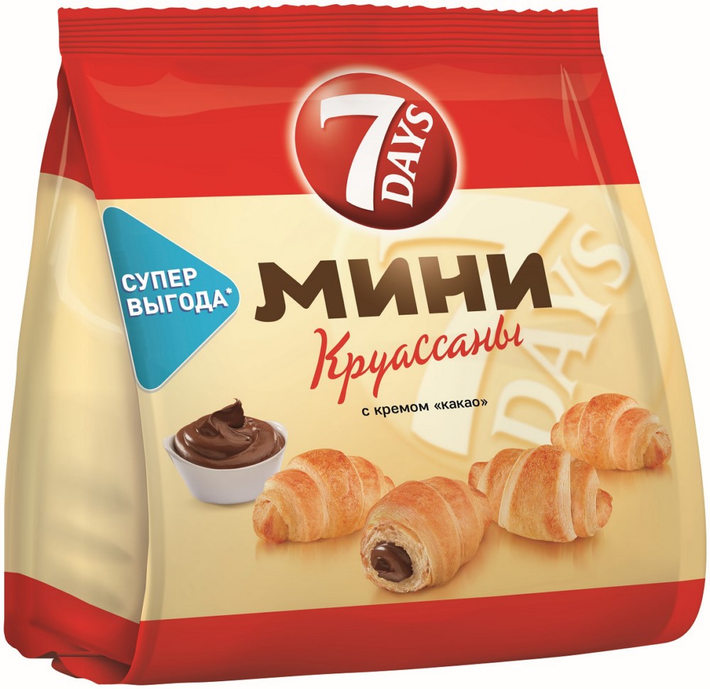Мини круассаны 7 Дней c кремом какао 265г