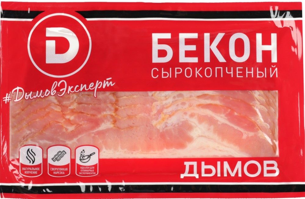 Бекон Сырокопченый нарезка Дымов 200г