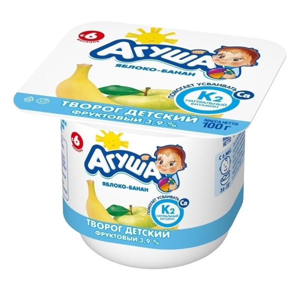Творог Агуша яблоко-банан 3,9% 100г