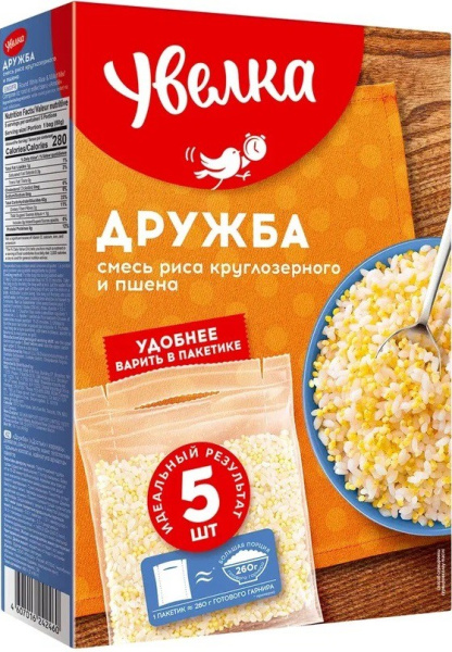 Смесь Дружба Увелка рис круглый и пшено 5*80г
