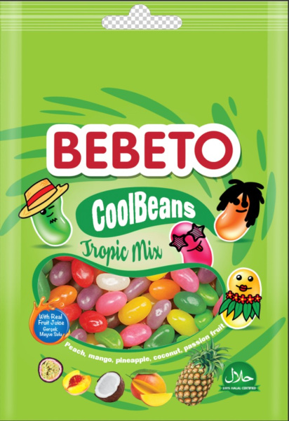 Жевательный мармелад  Бебето со вкусом маракуйи,персика,ананаса и манго 60г