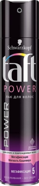 TAFT 225мл Лак для волос Power Нежность кашемира, для сухих и поврежденных волос, мегафикс