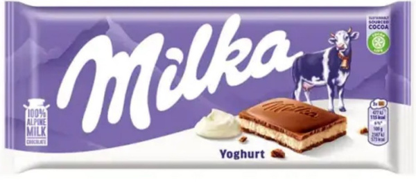 Шоколад Милка молочный с йогуртовой начинкой 100г