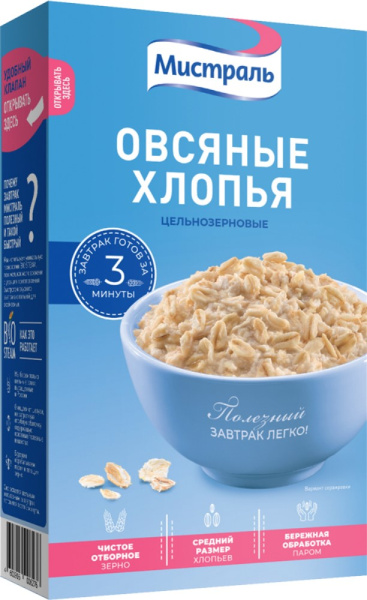 Хлопья Мистраль овсяные 400г