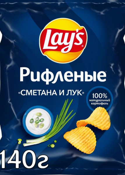 Чипсы из натурального картофеля Лейз Сметана и Лук 140г