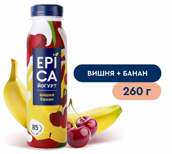 Йогурт питьевой Эпика вишня-банан 2,5% 260г