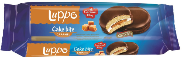 LUPPO CARAMEL cендвич-кекс в молочном шоколаде с маршмеллоу и карамельной начинкой 182г