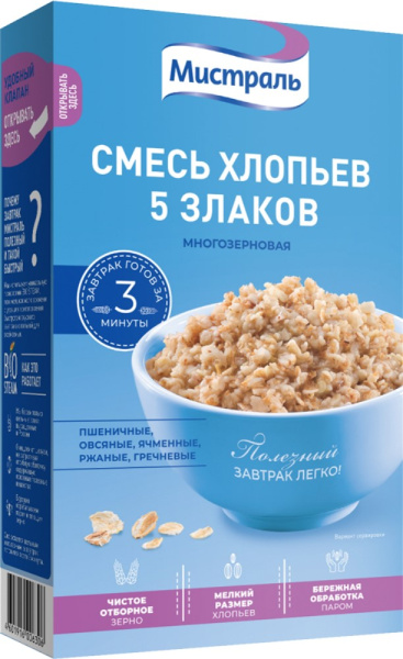 Хлопья Мистраль Смесь 5 злаков 400г