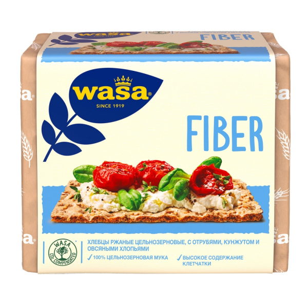 Wasa Хлебцы ржаные цельнозерновые, с пшеничными отрубями, кунжутом и овсяными  хлопьями 230г