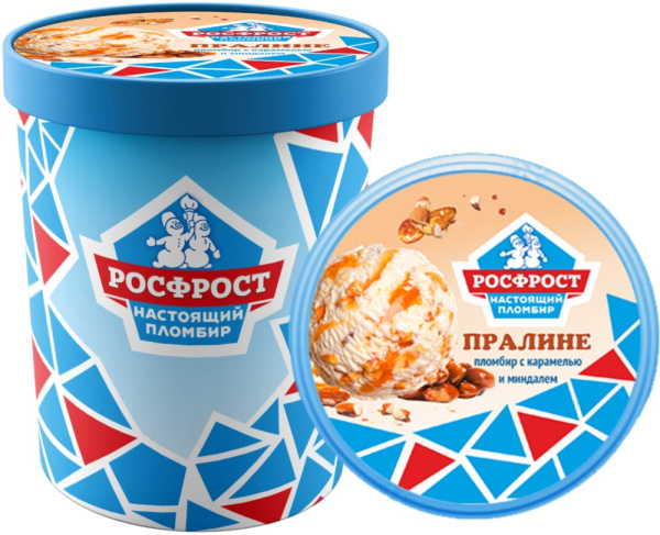 Мороженое Настоящий пломбир РосФрост пралине 450г
