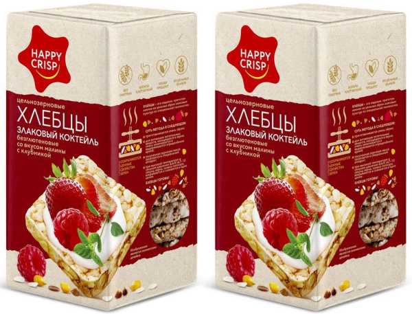 Хлебцы Злаковый Коктейль без глютена со вкусом Малина/Клубника Хэппи Крисп 60г