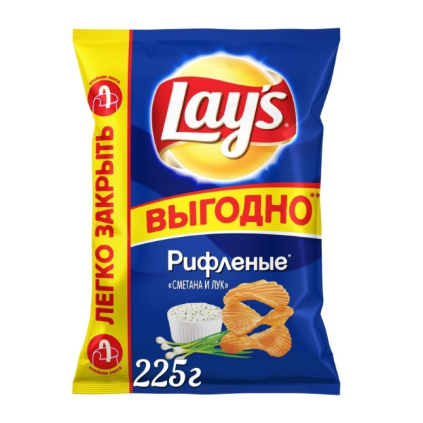 Чипсы из натурального картофеля Лейз Сметана и Лук 225г