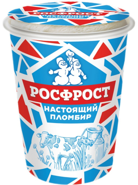 Мороженое РосФрост в бумажном стаканчике настоящий пломбир 80г