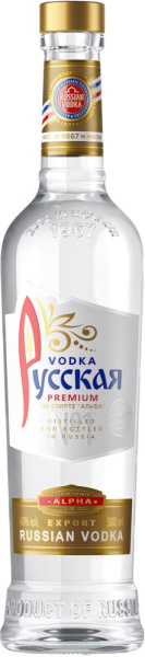 Водка Русская на спирте Альфа 0,5л