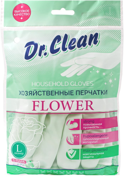 Перчатки хозяйственные поливиниловые Д. Клин Флауе