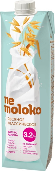 Напиток овсяный Nemoloko классический  3,2% 1л