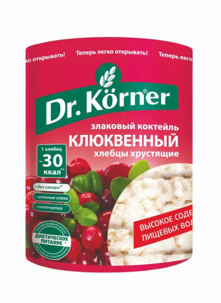 Хлебцы Доктор Корнер Злаковый коктейль клюквенные 100г
