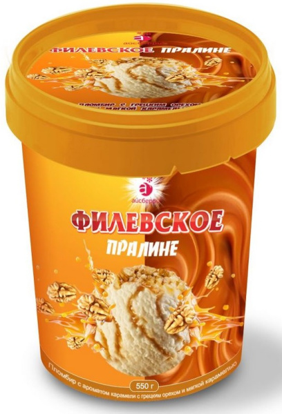 Мороженое Филевское с грецким орехом и соленой карамелью 550г