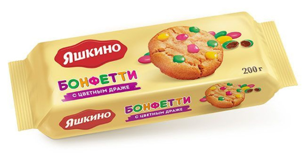 Печенье Яшкино сдобное Бонфетти с цветным драже 200г