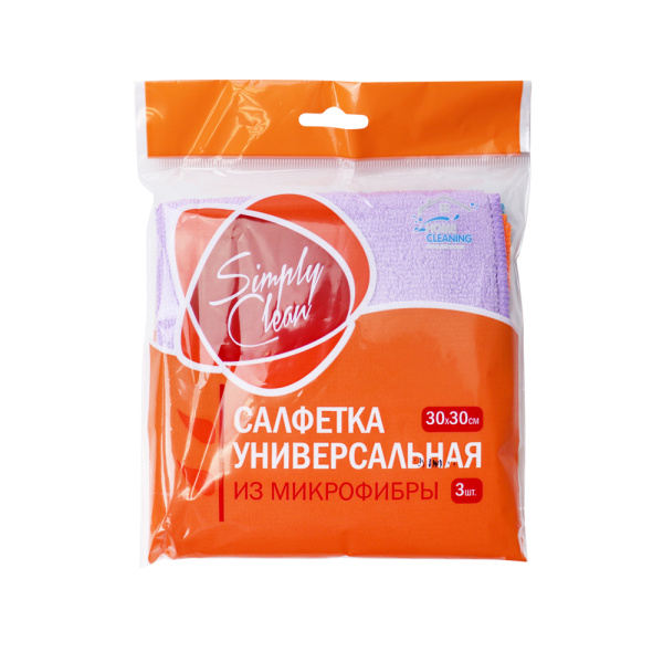 Салфетка Симпли Клин из микрофибры универсальная 30*30 3шт